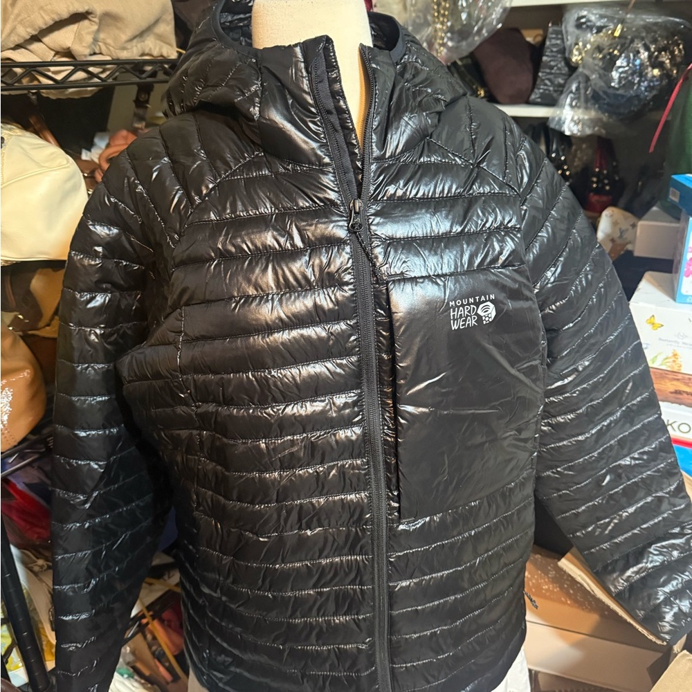 Mountain Hardwear Shiny Black Hooded Jacket